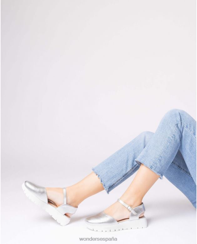Zapato babi plata plata mujer Wonders 40486230 calzado