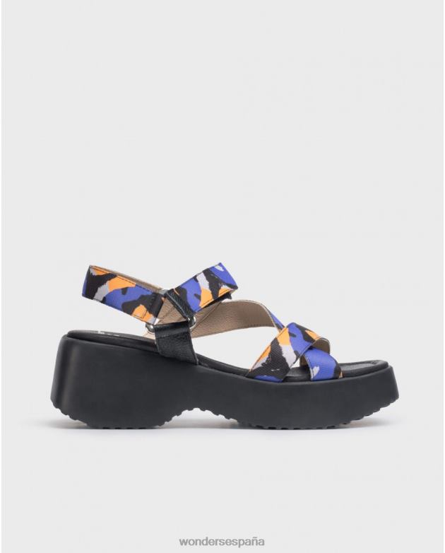 azul/negro sandalia lisa azul mujer Wonders 40486286 calzado