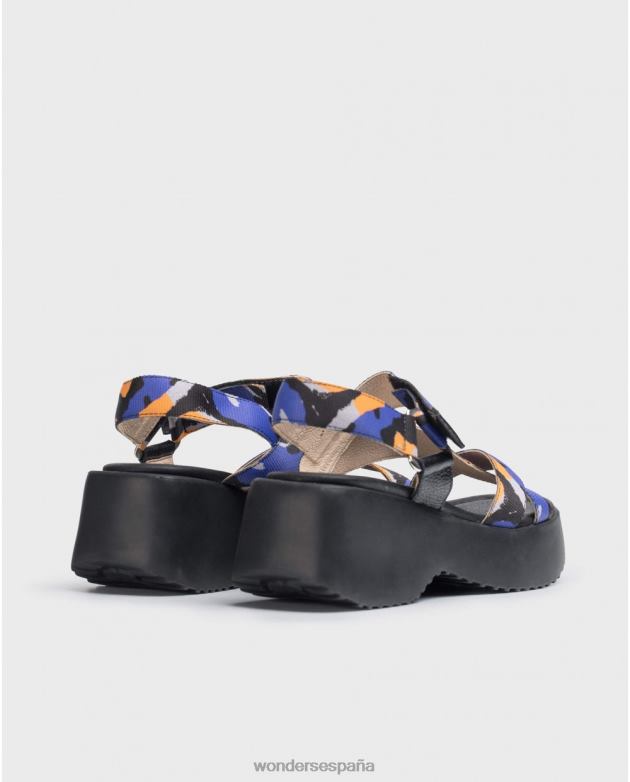 azul/negro sandalia lisa azul mujer Wonders 40486286 calzado