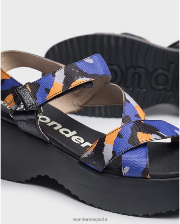 azul/negro sandalia lisa azul mujer Wonders 40486286 calzado