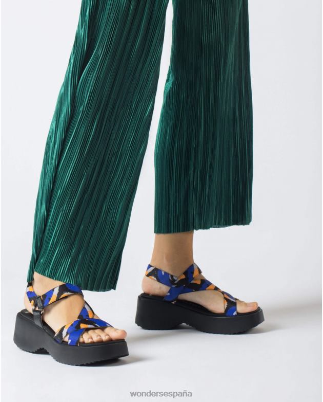 azul/negro sandalia lisa azul mujer Wonders 40486286 calzado