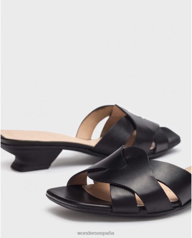 mule negro mica negra mujer Wonders 4048633 calzado