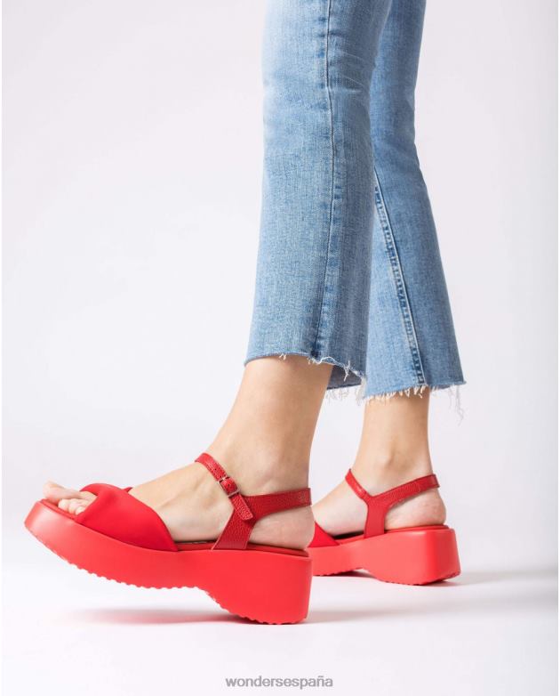 rojo sandalia sauce rojo mujer Wonders 40486307 calzado