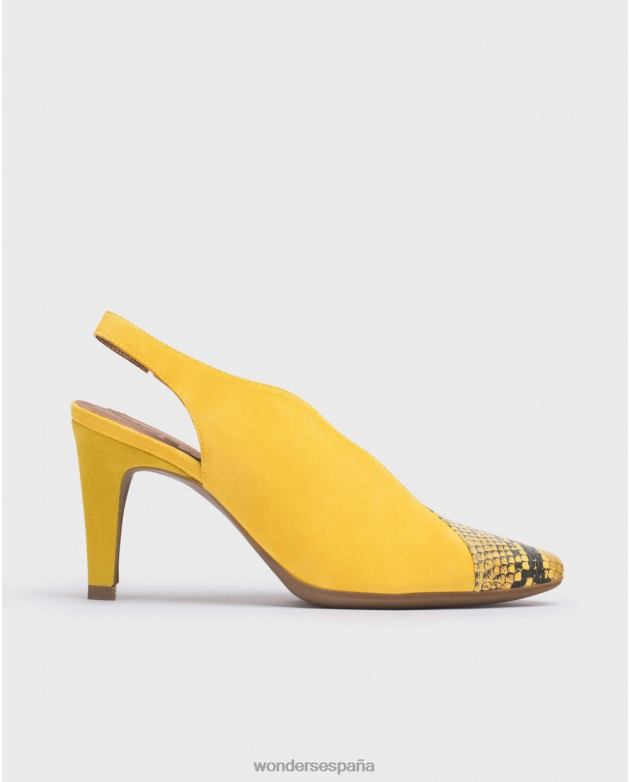 salón de piel corte v lemon/amar mujer Wonders 40486413 calzado