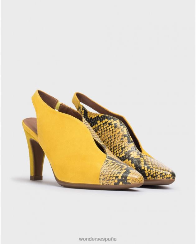 salón de piel corte v lemon/amar mujer Wonders 40486413 calzado