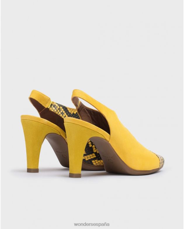 salón de piel corte v lemon/amar mujer Wonders 40486413 calzado
