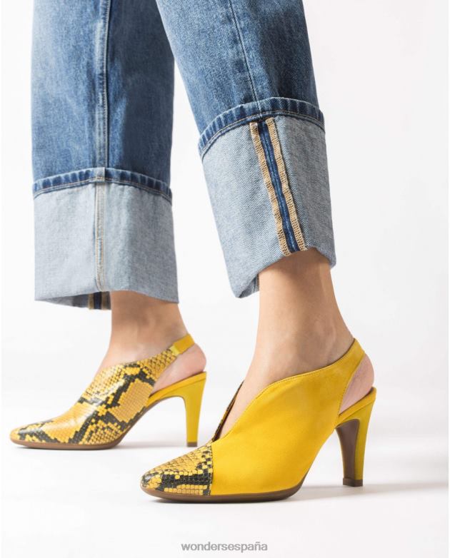 salón de piel corte v lemon/amar mujer Wonders 40486413 calzado