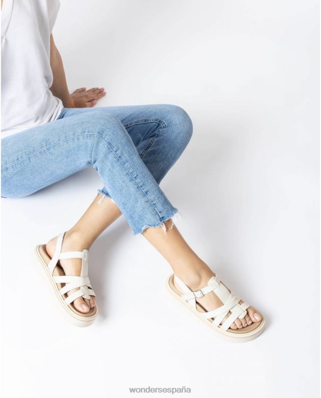 sandalia adri blanco roto mujer Wonders 40486408 calzado