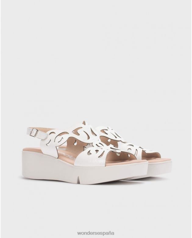sandalia afro blanco roto mujer Wonders 40486224 calzado