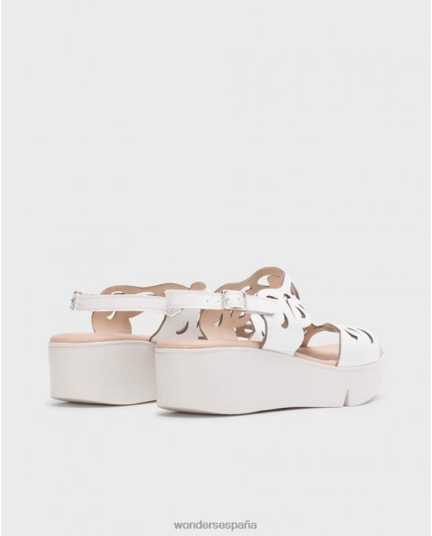 sandalia afro blanco roto mujer Wonders 40486224 calzado