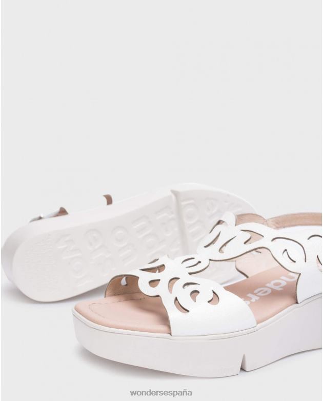 sandalia afro blanco roto mujer Wonders 40486224 calzado
