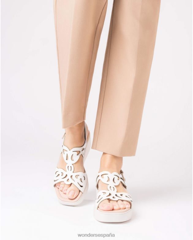 sandalia afro blanco roto mujer Wonders 40486224 calzado
