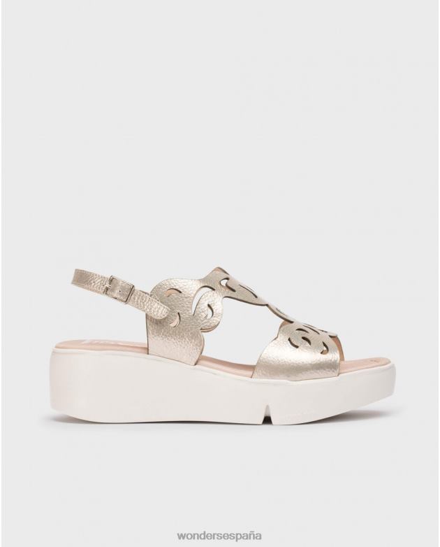 sandalia afro platino platino mujer Wonders 40486261 calzado