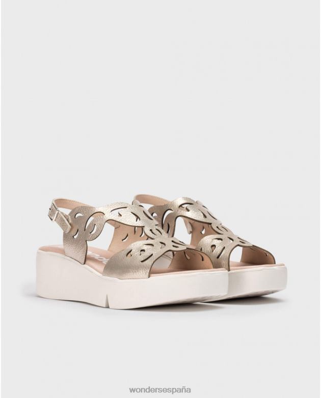 sandalia afro platino platino mujer Wonders 40486261 calzado