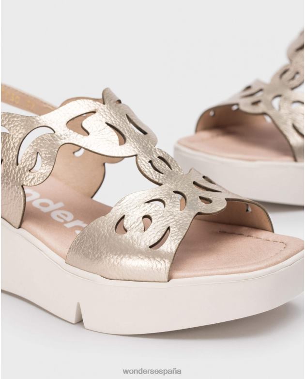 sandalia afro platino platino mujer Wonders 40486261 calzado