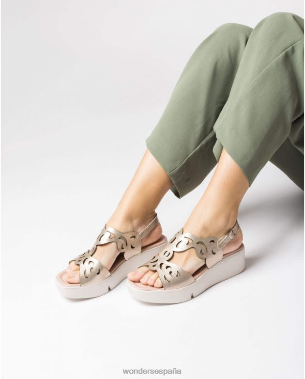 sandalia afro platino platino mujer Wonders 40486261 calzado