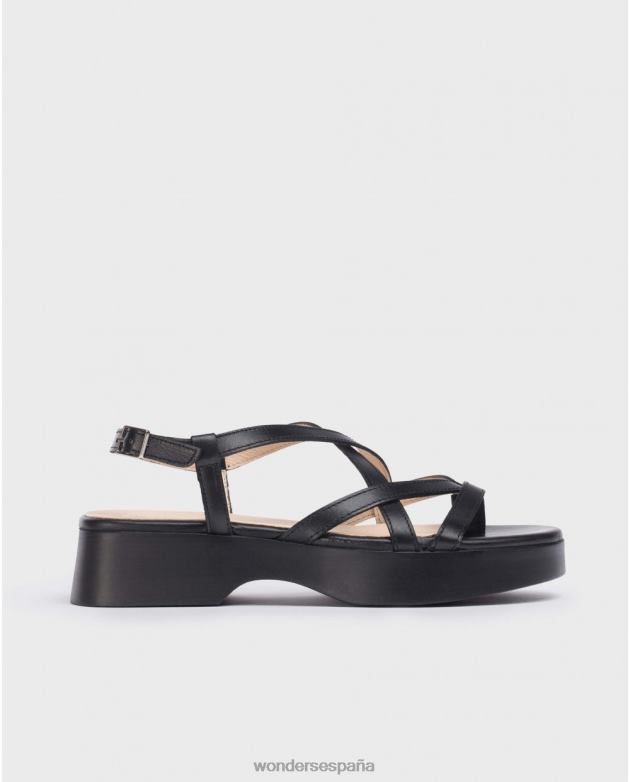 sandalia alana negra negra mujer Wonders 40486275 calzado