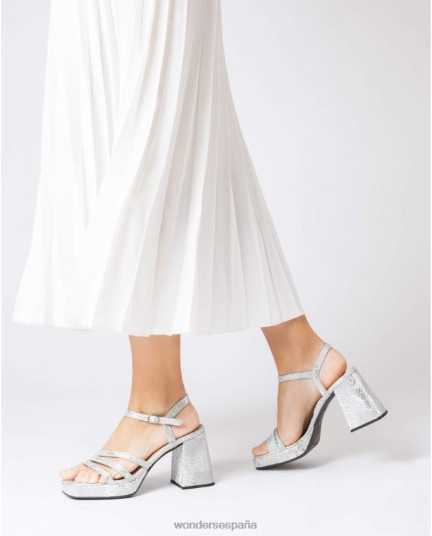sandalia amor plata plata mujer Wonders 404862 calzado