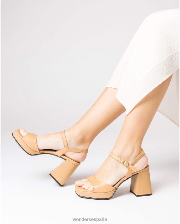 sandalia beatle marrón arena mujer Wonders 40486112 calzado