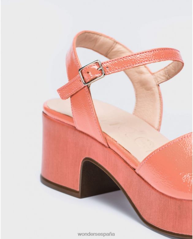 sandalia cuña piel salmón mujer Wonders 40486347 calzado