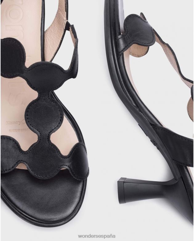 sandalia de dibujo negro negro mujer Wonders 4048676 calzado
