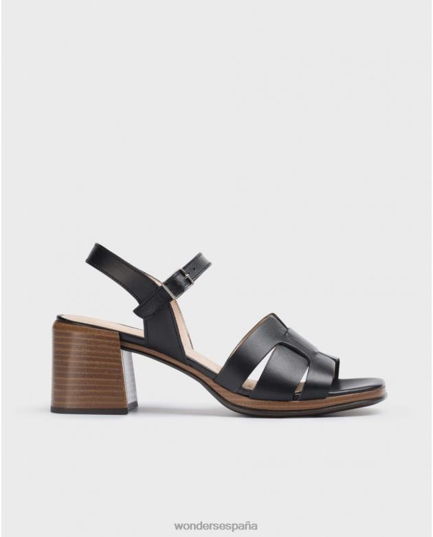 sandalia dop negra negra mujer Wonders 40486327 calzado