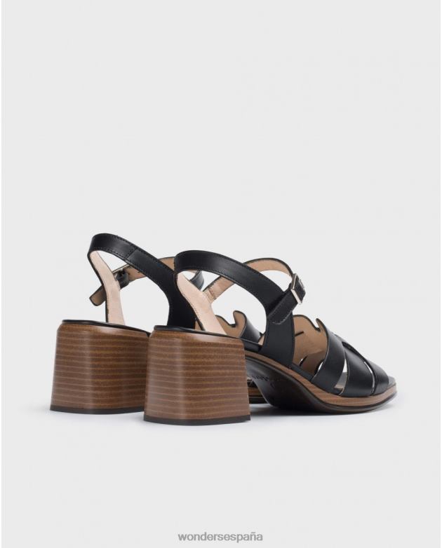 sandalia dop negra negra mujer Wonders 40486327 calzado