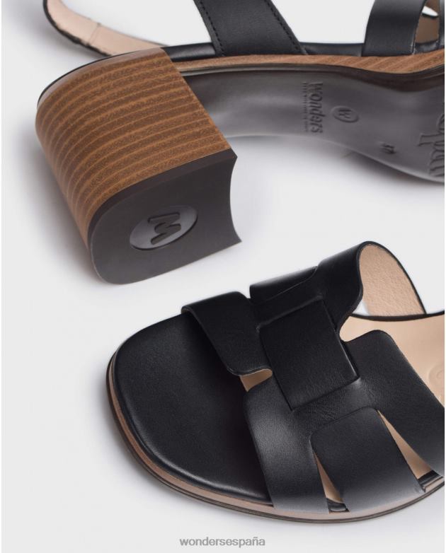 sandalia dop negra negra mujer Wonders 40486327 calzado