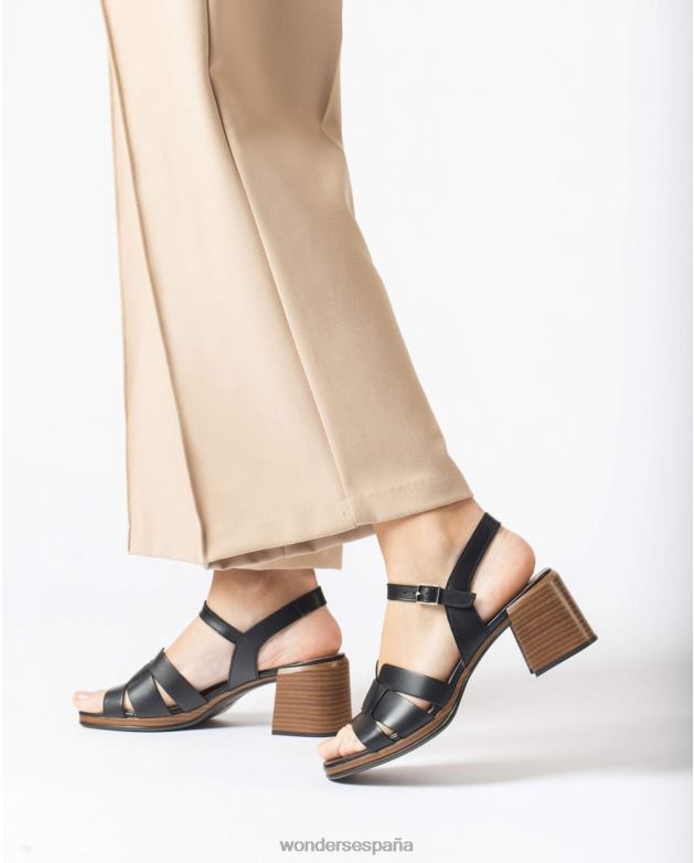 sandalia dop negra negra mujer Wonders 40486327 calzado