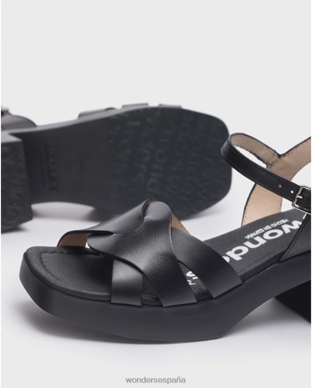 sandalia georgina negra mujer Wonders 40486163 calzado