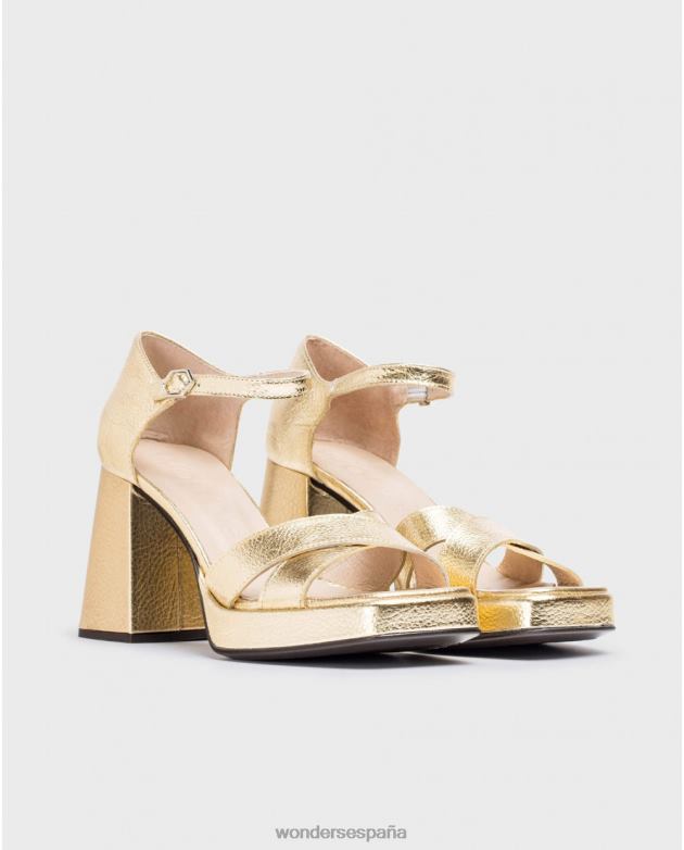 sandalia julia dorada mujer Wonders 4048654 calzado