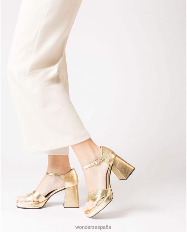sandalia julia dorada mujer Wonders 4048654 calzado