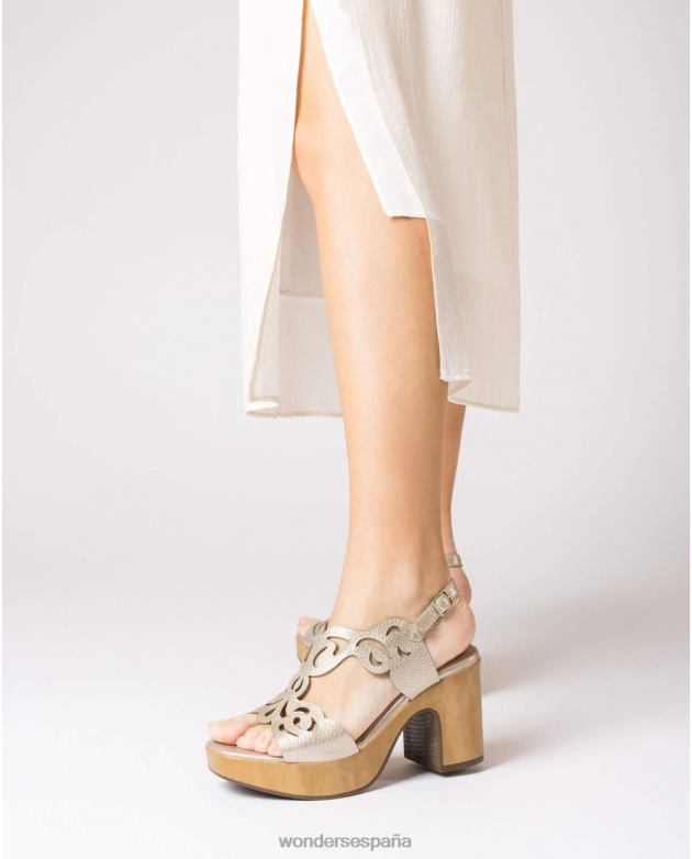 sandalia lexi negro platino mujer Wonders 4048655 calzado