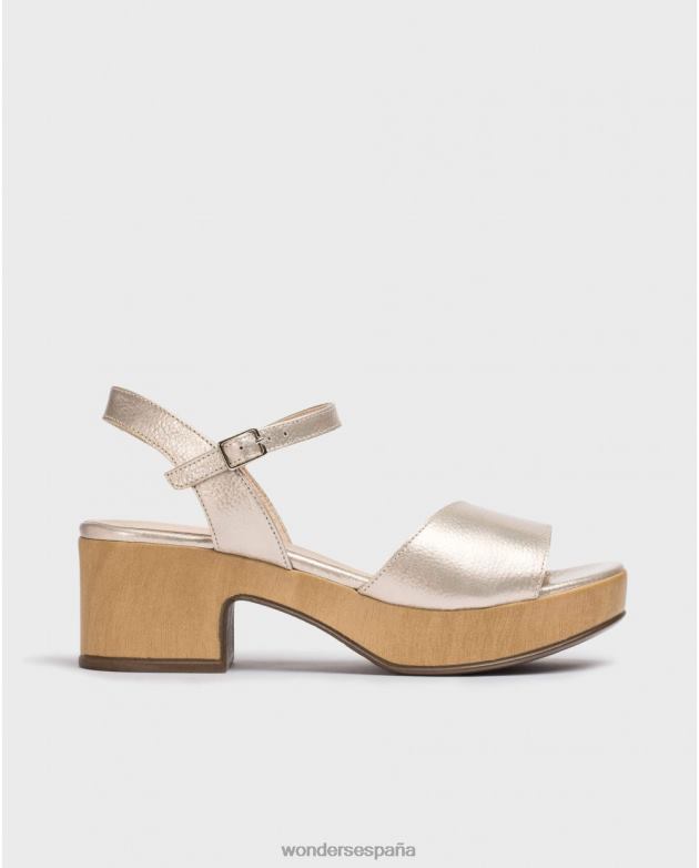sandalia loli de metal platino mujer Wonders 40486260 calzado