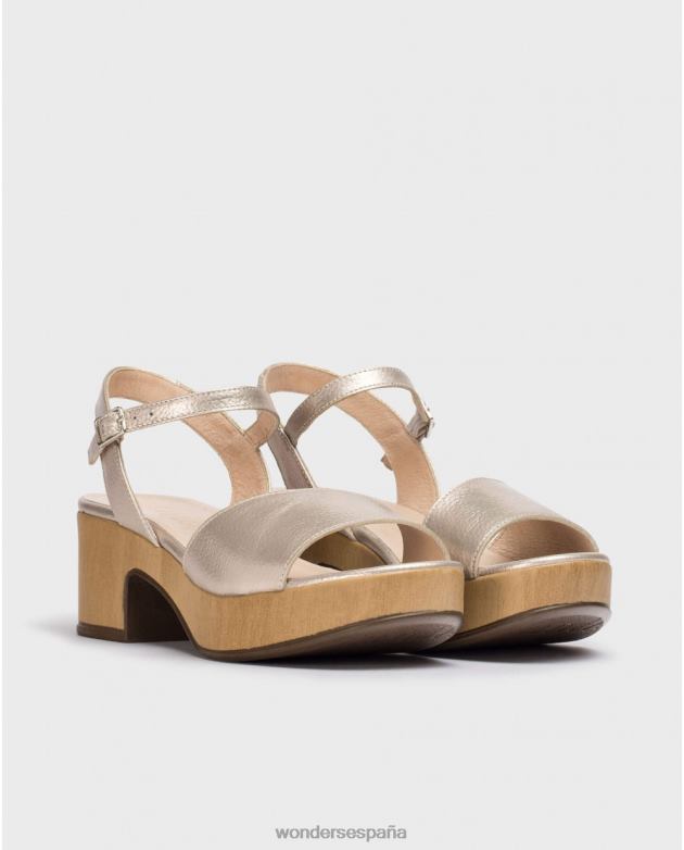 sandalia loli de metal platino mujer Wonders 40486260 calzado