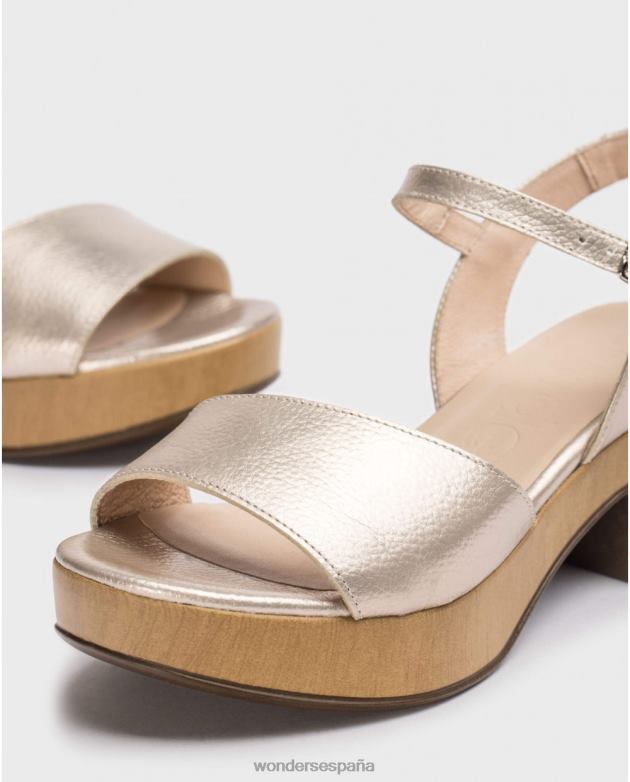 sandalia loli de metal platino mujer Wonders 40486260 calzado