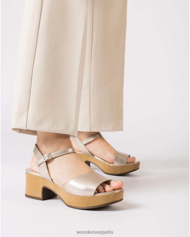 sandalia loli de metal platino mujer Wonders 40486260 calzado
