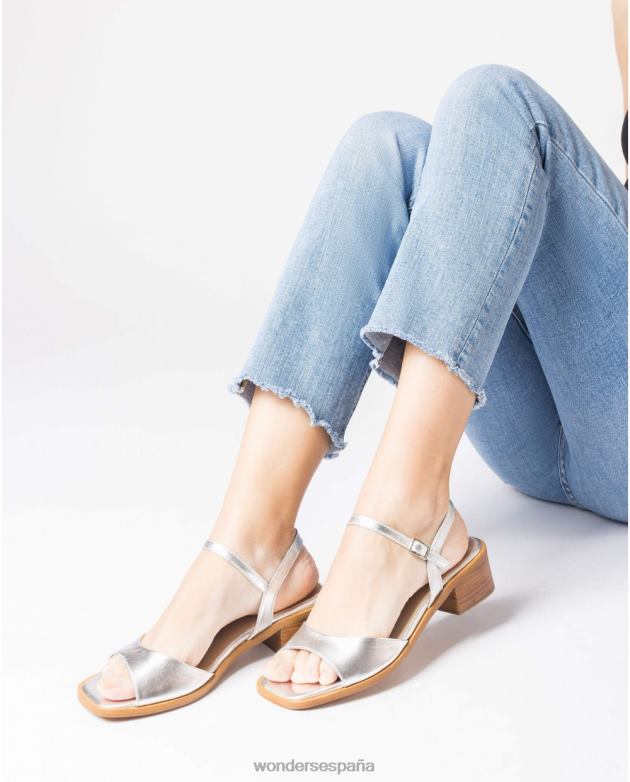 sandalia lumina plateada metalizada mujer Wonders 40486343 calzado