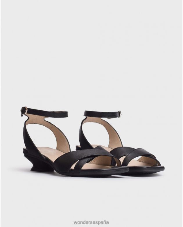sandalia mamy negra negra mujer Wonders 40486291 calzado