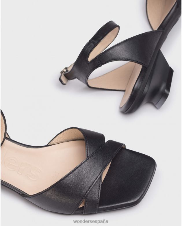 sandalia mamy negra negra mujer Wonders 40486291 calzado