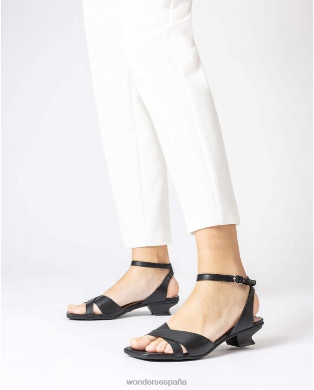 sandalia mamy negra negra mujer Wonders 40486291 calzado