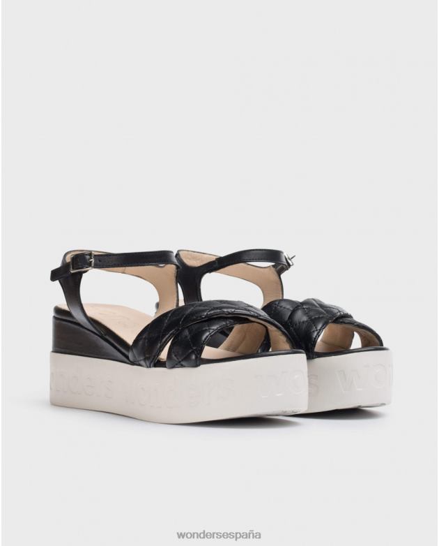 sandalia muñequita negra negra mujer Wonders 40486404 calzado