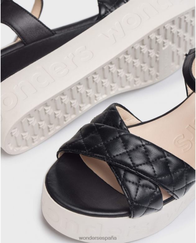 sandalia muñequita negra negra mujer Wonders 40486404 calzado