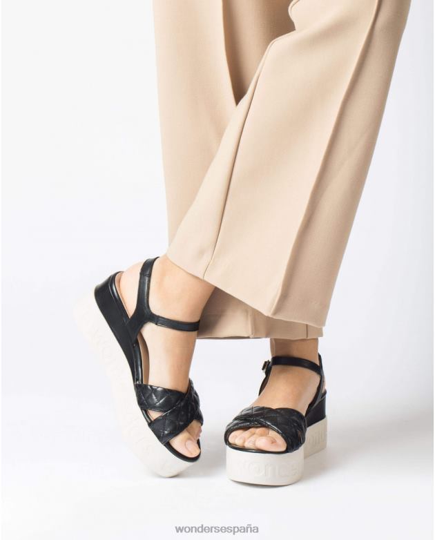 sandalia muñequita negra negra mujer Wonders 40486404 calzado