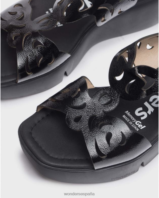sandalia negra afro negra mujer Wonders 40486225 calzado