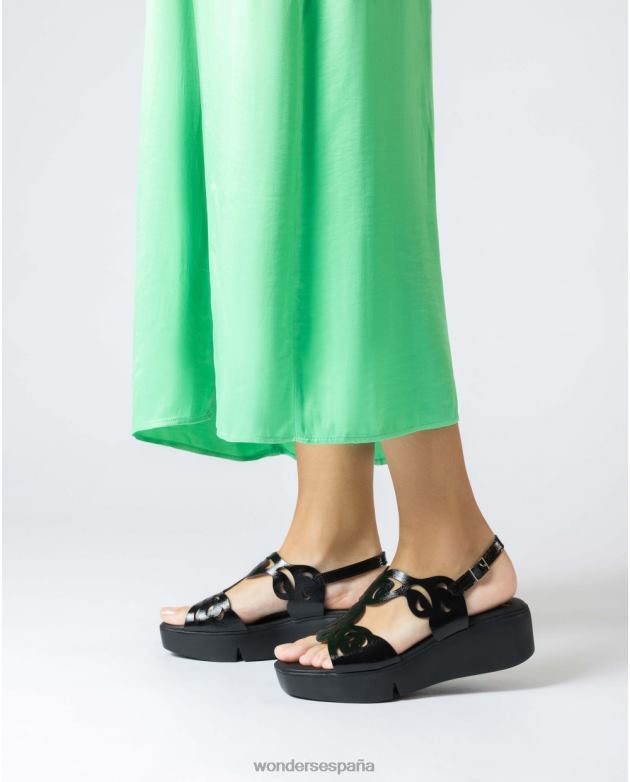 sandalia negra afro negra mujer Wonders 40486225 calzado