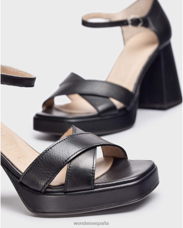 sandalia negra julia negra mujer Wonders 40486197 calzado
