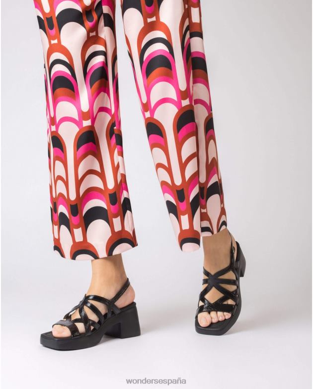 sandalia negra loreto negra mujer Wonders 40486167 calzado