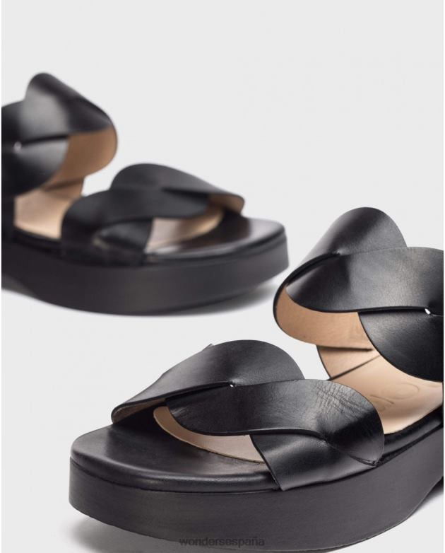 sandalia negra maui negra mujer Wonders 40486208 calzado