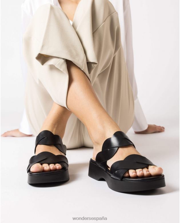 sandalia negra maui negra mujer Wonders 40486208 calzado